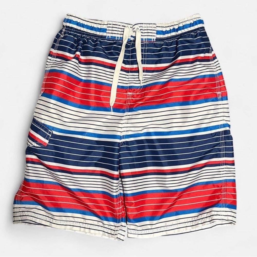 Kanu Surf Boys Red and Blue Striped Athletic Shorts